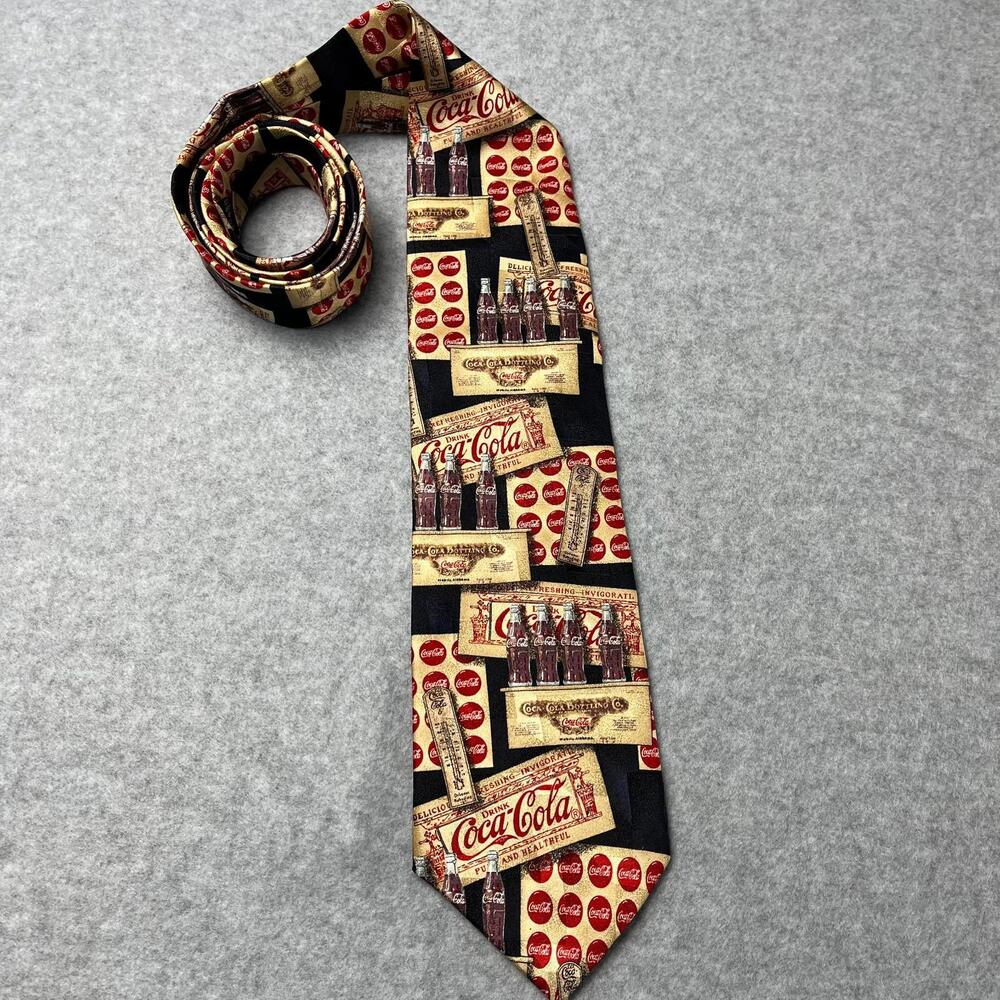 Vintage Coca-Cola Tie Coke Old Bottles  56"x3.75" Made In USA Necktie